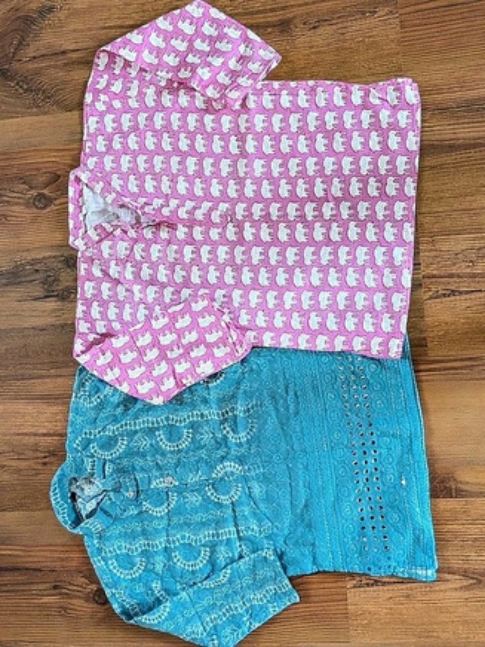 New And Like New Pink & Blue Printed Kurtas For Kids